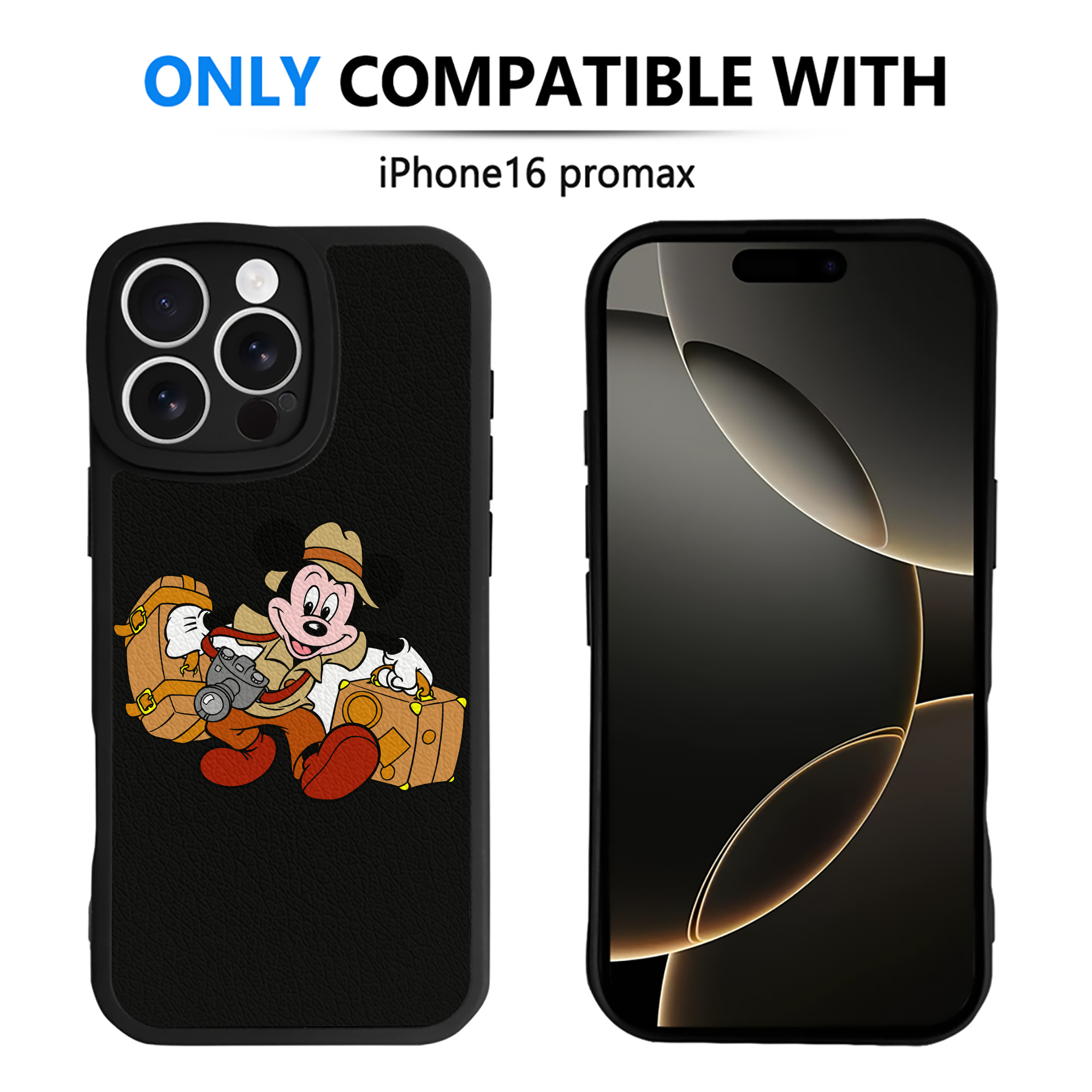（画像用） ミッキーマウス Mickey Mouse 【iPhone 16シリーズ対応】シリコンスマホケース（レザー調） 材質：シリコン